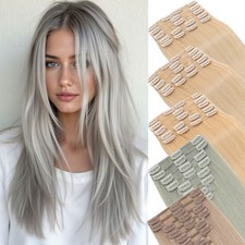 CLEARANCE Clip in 100 Remy Human Hair Extensions 8Pieces 18Clips Remi Full Head