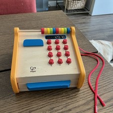 Hape Cash Register Painted Wood NO  Bar Code Scanner Card Reader Preschool 3 