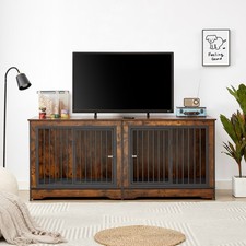 Large Dog Cage Suitable for Two Dogs with Tray Includes TV Cabinet