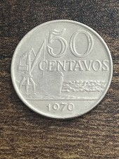 1970 Brazil Brasil 50 Fifty Centavos Uncirculated Beautiful Actual Coin TC919*