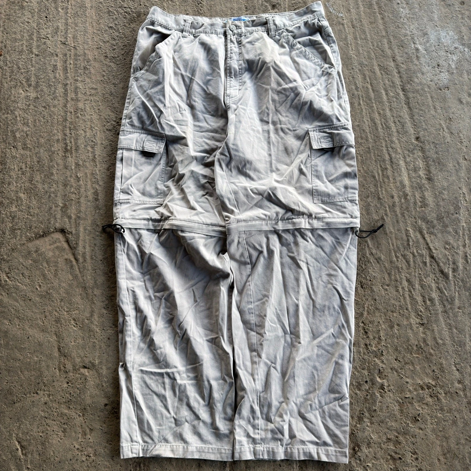 VINTAGE UTILITY CARGO PANTS CONVERTIBLE HIKING OUTDOORS 80S 38X32 BAGGY KHAKI