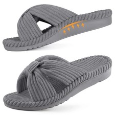 Arch Support Slippers for Women Comfortable 6.5-7, Grey