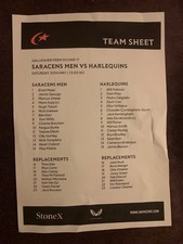 2025/26 Saracens Vs Harlequins Team Sheet: Rugby Union: Gallagher PREM Rugby