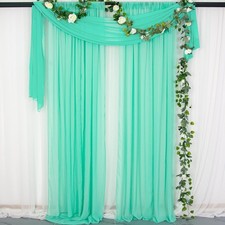ShinyBeauty Chiffon Backdrop Curtain 2 Panels 29"W x 84"L Pack of 2 , Mint