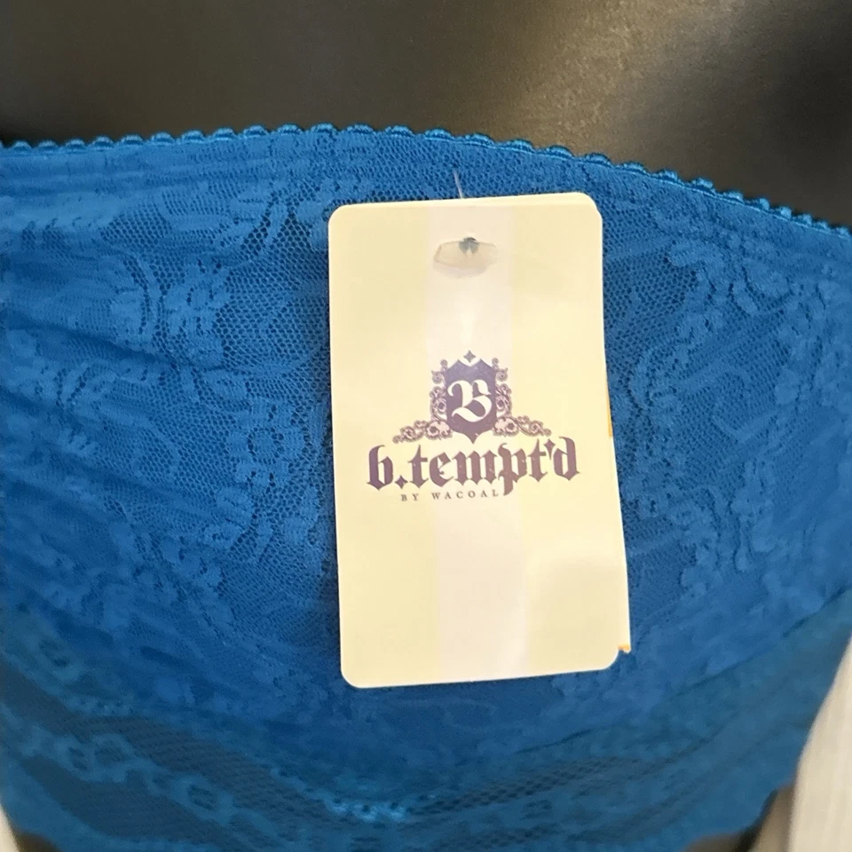 Nuevo con etiquetas Sujetador b.tempt'd by Wacoal Para Mujer Azul Pavo Real Encaje Beso Bandeau Sin Tirantes S Foto 4 de 4