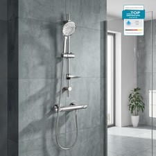 Grohe Duschset mit Thermostat & Brause &ndash; QuickFix Precision Flow, Rain Chrom
