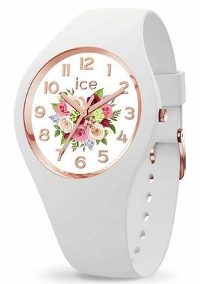 Ice-Watch ICE 021742 flower white bouquet Medium Damenuhr Rosen Silikon weiß M1
