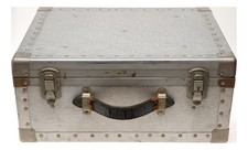 Vintage Aluminum Camera Trunk Hard Case with Leather Handle