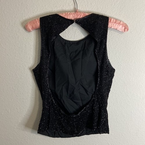 Andretta Donatello Black Beaded Top Blouse cutout black size small - Picture 3 of 4