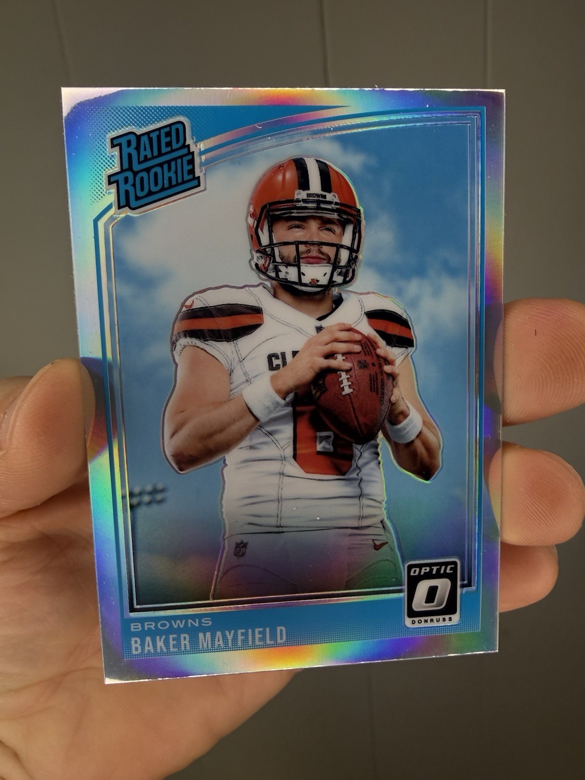 2018 Donruss Optic - Rated Rookie Baker Mayfield #153 Holo Prizm (RC)