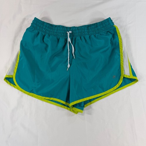 Energy Zone Performance Teal Neon Green Running Shorts Womens Medium Mesh Liner