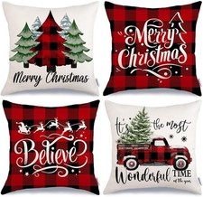 GEEORY Merry Christmas Pillow Covers 18x18 Set of 4