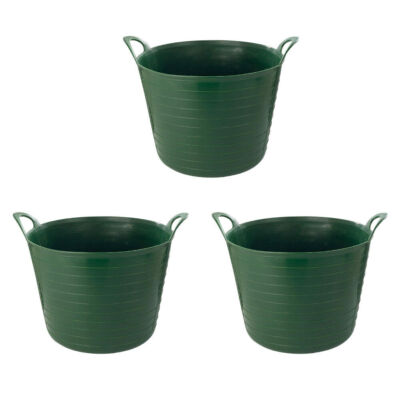 Packungen mit 3 oder 5 dunkelgrünen Flexi-Wannen 20/40/75L Gartenaufbewahrung Pferdefutter-Eimer