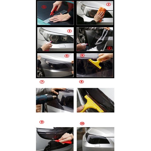 Light Black Car Headlight Fog Light Tint Sticker Protector Film Vinyl Wrap Decal - Bild 9 von 10