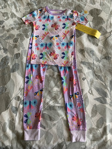 Girls Butterfly Sleepwear Pajama Set Size 4 - Picture 2 of 5