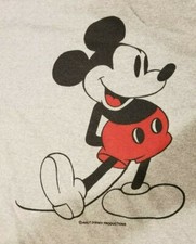 VTG 70s USA Disney Tropix Togs Mickey Mouse Logo Ringer T Shirt Mens XL Grey