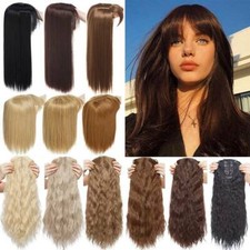 One Piece Topper Hair Piece With Bangs Clip In Hair Extensions as Human Straight