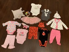   Baby Girl Clothes Lot NB And 0-3 Months EverEarth Rattle, Hats 15 Total Pieces