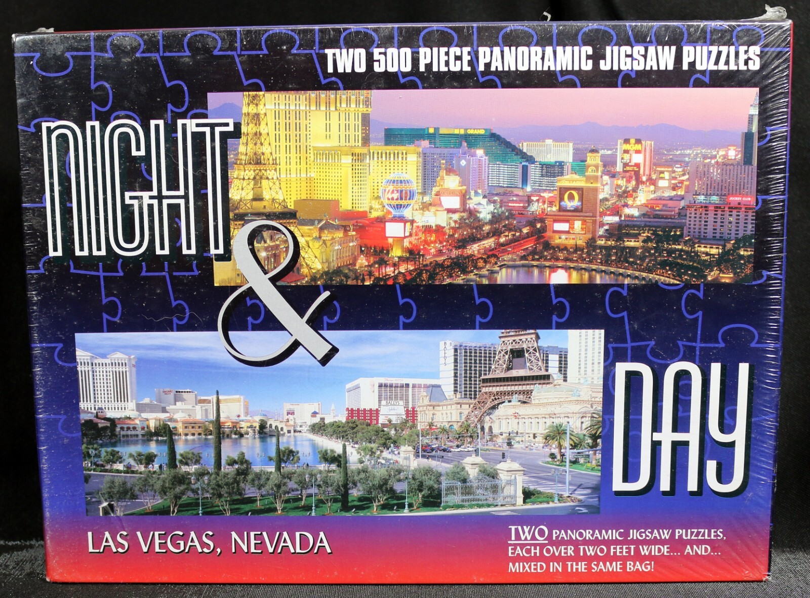 Las Vegas Strip Puzzle Panoramic Night and Day Two 500 Piece Jigsaw Puzzles