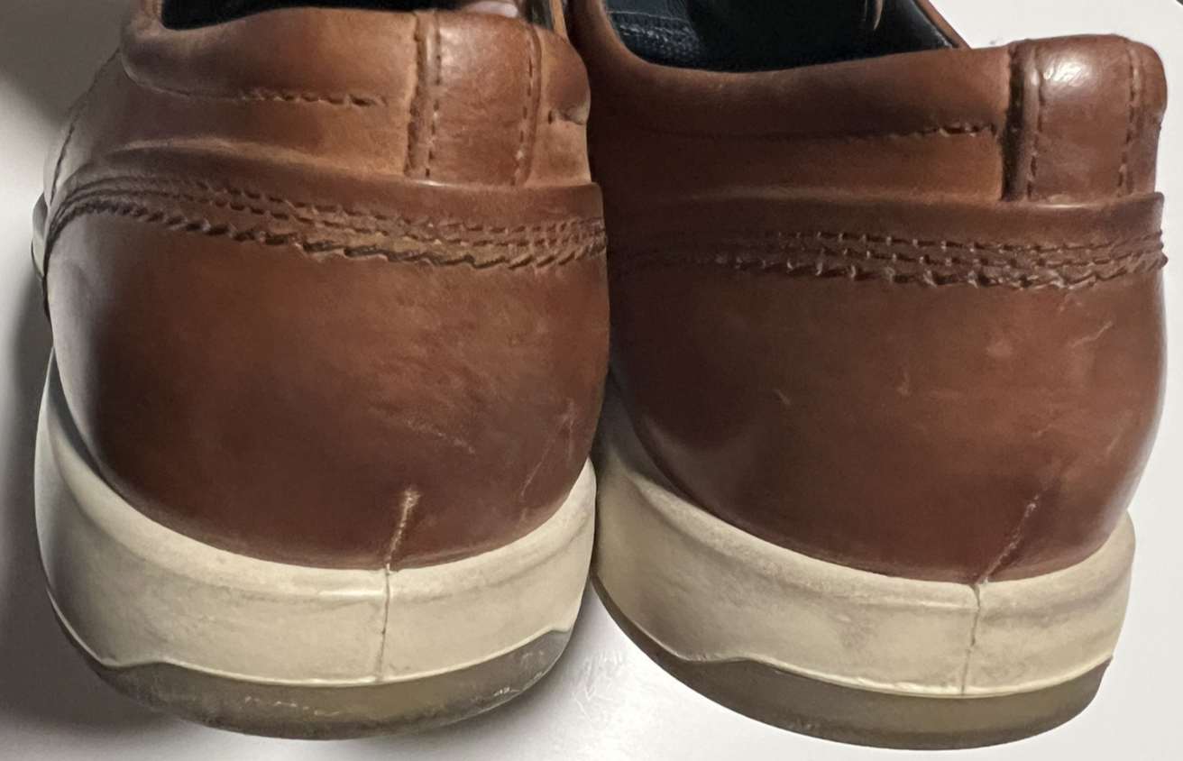 SAOLA Scarpe eleganti derby Ecco Jared da uomo taglia 44 UK in pelle marrone cognac sneaker casual