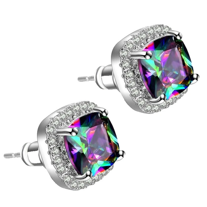 Chapado en Plata Pendientes de Moda Topacio Místico Topacio Místico