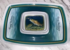 Randy McGovern Outdoors Melamine Chip and Dip tray Fishing Lake 17” X 12”