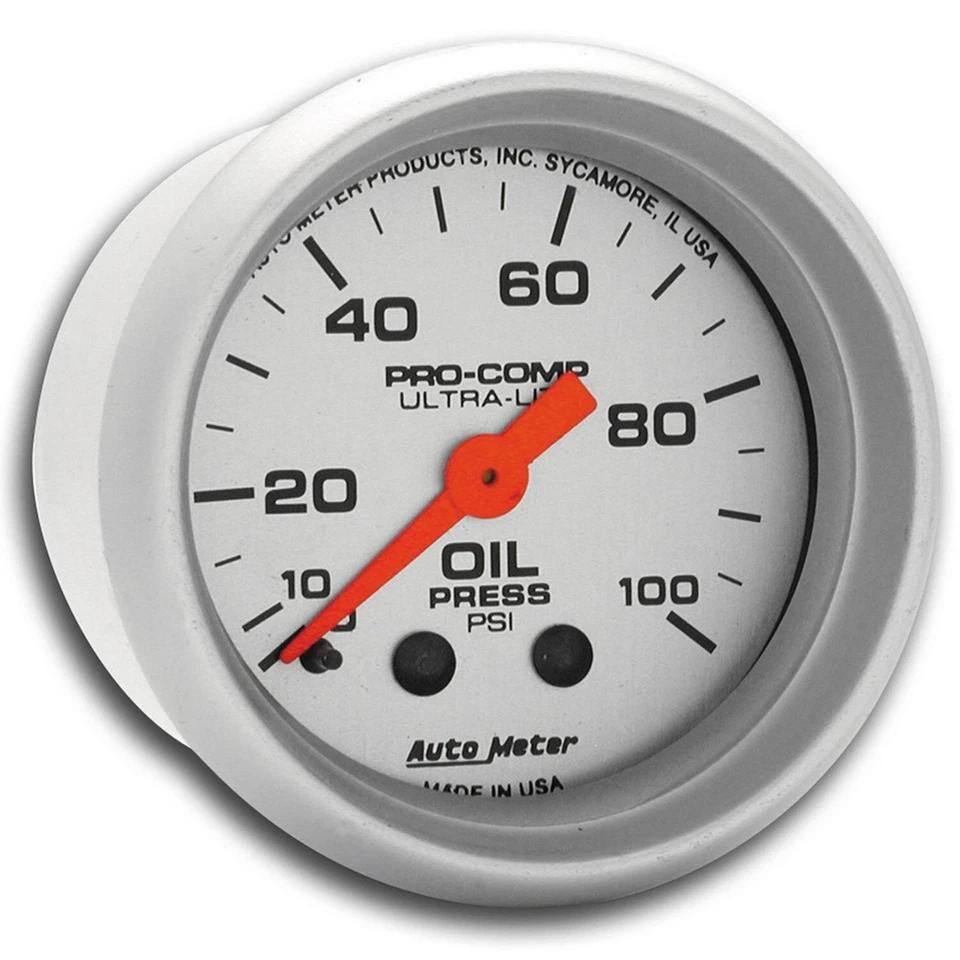 AutoMeter 2-1/16" Ultra-Lite Analog Oil Pressure Gauge 0-100 PSI 4321 - Image 2 of 4