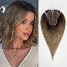 Hair Toppers Blonde Brown Ombre 100 Remy Human Hair Topper HairPieces for Women