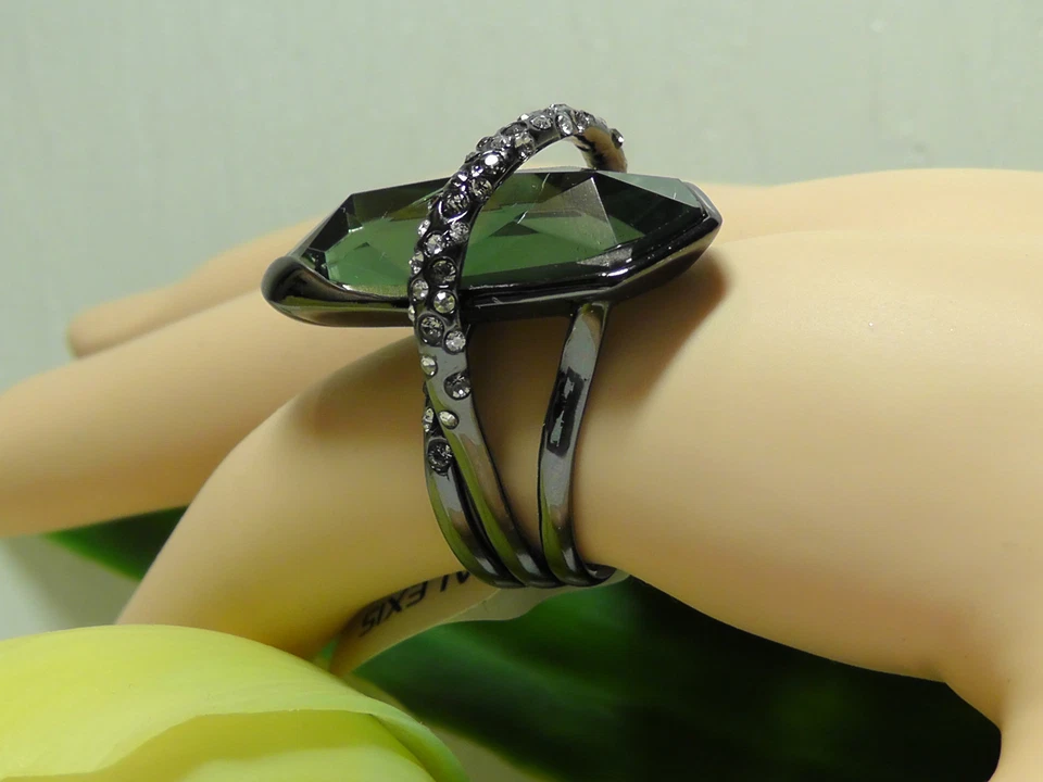 Anillo doblete de cuarzo y hematita en órbita Alexis Bittar Miss Havisham. Talla 6.*NUEVO* Foto 3 de 4