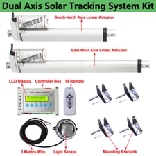 Complete Dual Axis Solar Tracking Tracker &DC Linear Actuator &LCD Controller DO