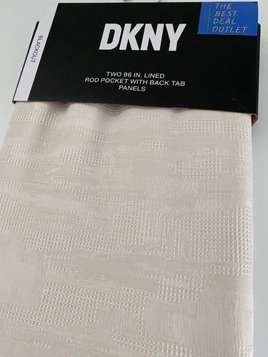 DKNY Window Curtains 2 Panels Blackout 50 x 96 Moonscape Lined Back Tab Cream