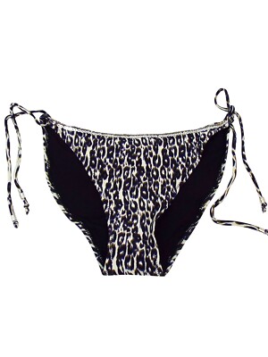 Monsoon Accessorize Black Animal Print Tie Side Bikini Bottoms - Size 6 to 18