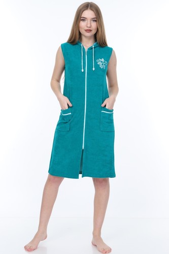 New Zipper Front w/Hood Terry Cotton Robes, House wear, Loungewear for Women - 第 1/6 張圖片