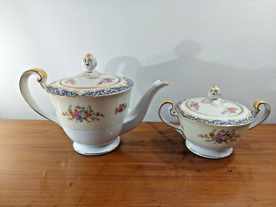 Schöne und bunte Noritake Porzellan Teekanne & Zuckerdose