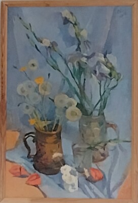 Pusteblumen auf blauem Hintergrund Ölgemälde auf Leinwand signiert vom Künstler 60x40cm
