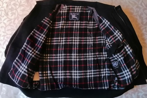 BURBERRY'S VINTAGE HARRINGTON MEN'S JACKET BOMBER WOOL NAVY BLUE 39 1/2 INCH - 第 3/12 張圖片