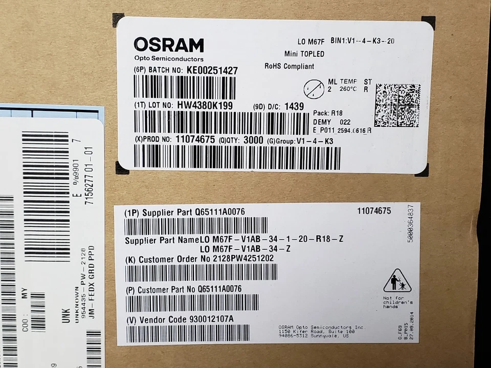 3000 PCS OSRAM Opto Semiconductors Mini TOPLED LOM67F Orange - Image 2 of 3