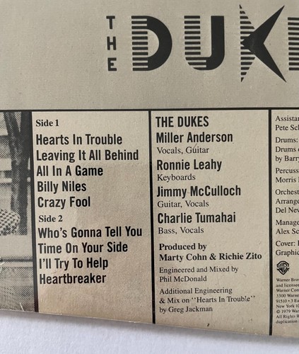 THE DUKES NEW LP Richie Zito, Miller Anderson, Jimmy McCulloch Wings/John Mayall - Picture 5 of 5