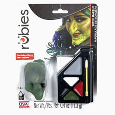 Halloween Witch Makeup Kit 5 Colors Sponge Applicator Prosthetic Nose USA Rubies