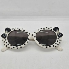 little girls white sunglasses with black polka dots and bows light flaw