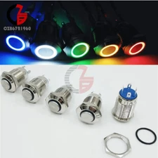 12mm 12V Car LED Power Momentary Push Button Metal ON/OFF Switch Waterproof