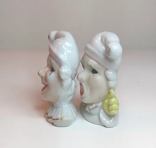 Clowns Japan kleine Keramikköpfe mit Handschuh und Goldvergoldung Detail Antik Set - Bild 4 von 16