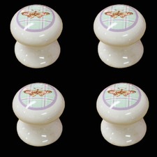 Pack of 4 x White Porcelain Wardrobe Knobs 50mm Butterfly Design