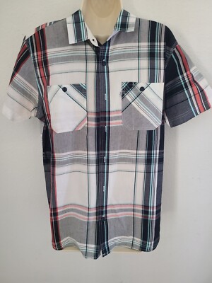 Levi Strauss & Co. Men's Plaid Button-Up Short Sleeve Collared Shirt, Size S