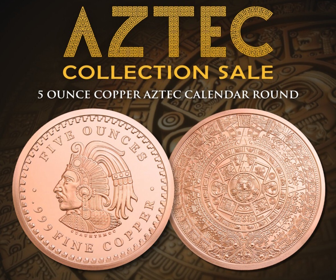 5 oz. Aztec Calendar Copper Round - Golden State Mint .999 Fine