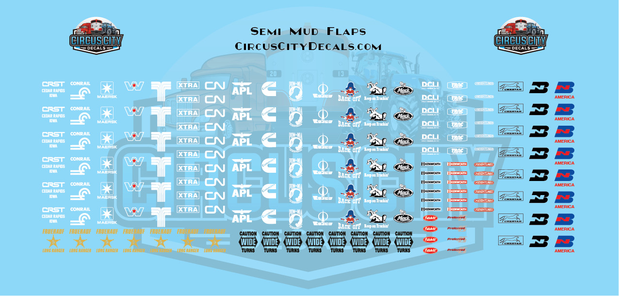 Semi Mud Flap Decal Set 1:64 Scale-image