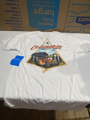 Columbia Sportswear Shirt Small White Mens Car Spellout Short Sleeve Tee Jeep S
