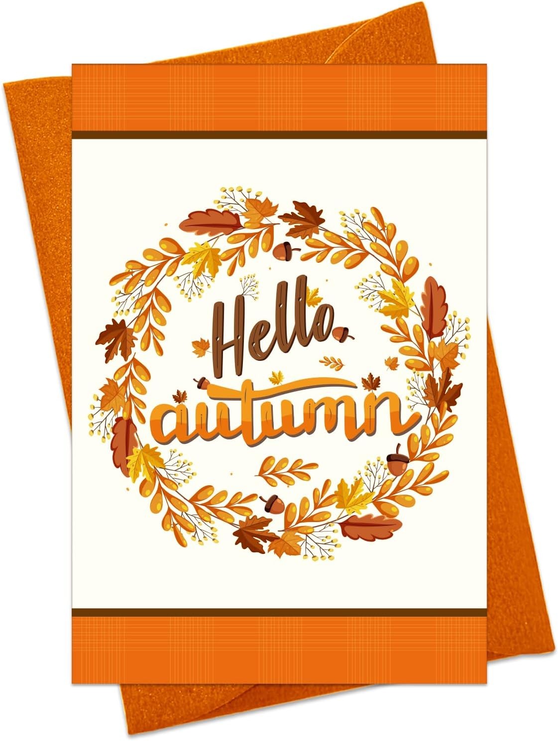 Thanksgiving Greeting Card Set with Autumn Wreath Design and Envelopes
