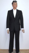 VTG 70s Black Wool Blend Tuxedo Suit HARDY AMIES HEPWORTHS Jacket M Pants 30x31