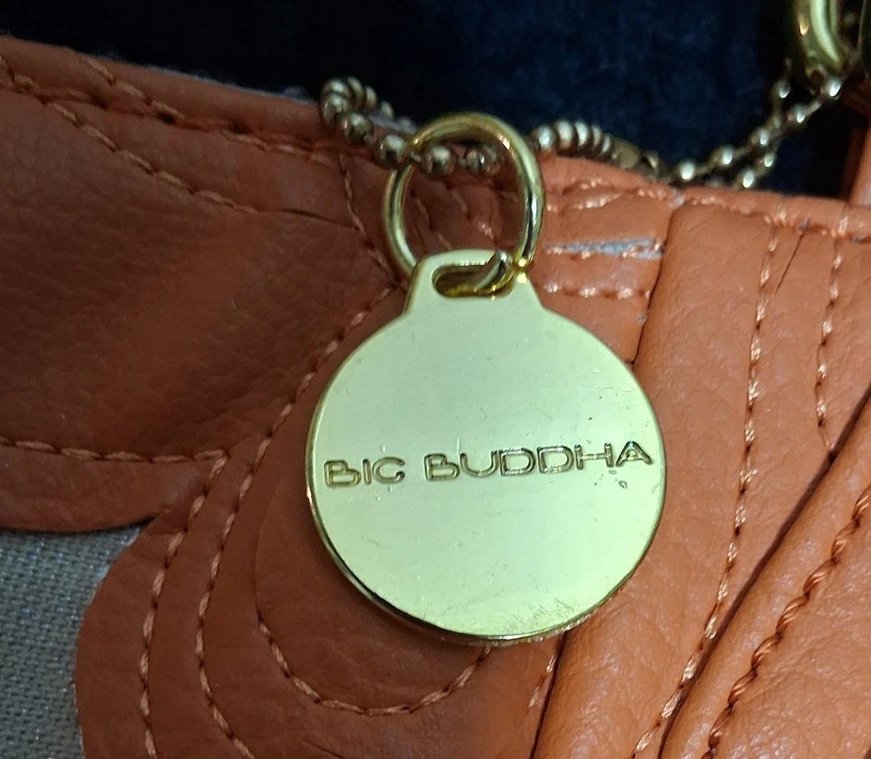 Bolsa tote/satchel Big Buddha couro laranja 3D apliques florais macia - Imagem 4 de 4